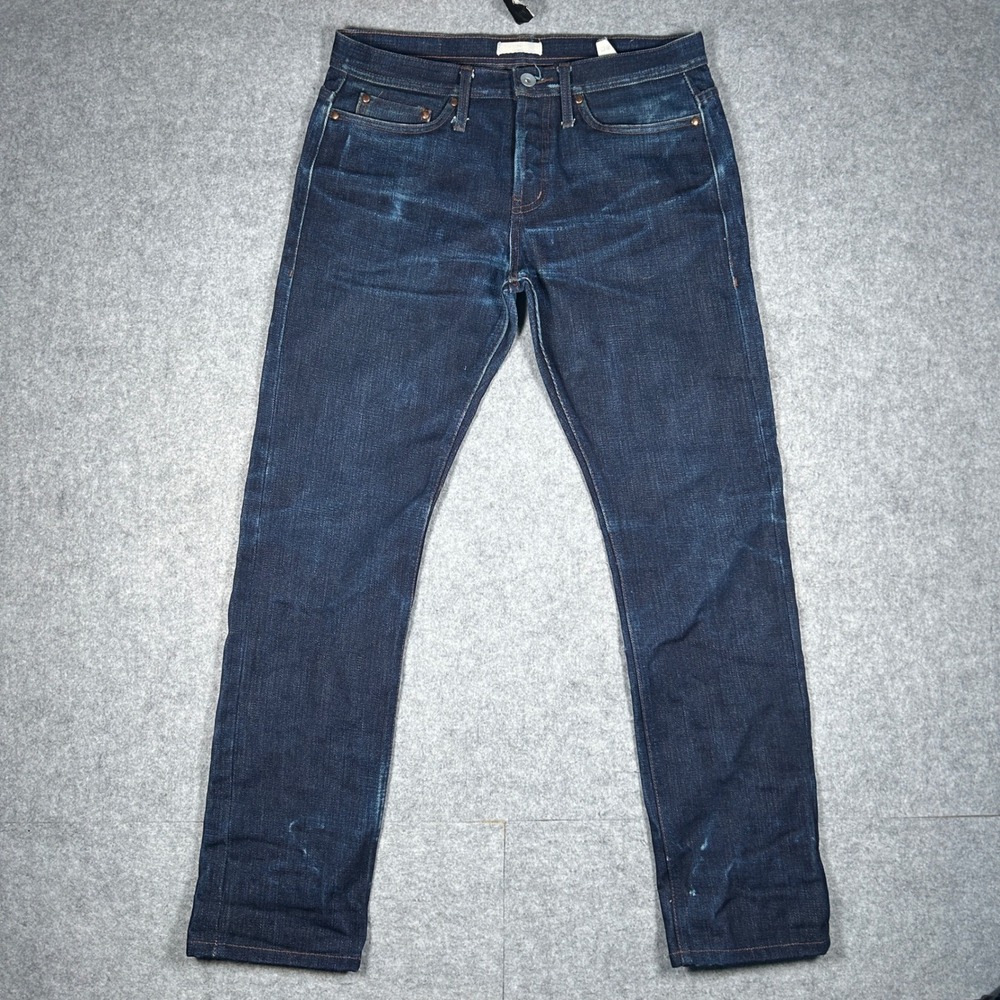 The Unbranded Brand Denim Mens 34 Blue UB221 Tapered Raw Selvedge Heavyweight